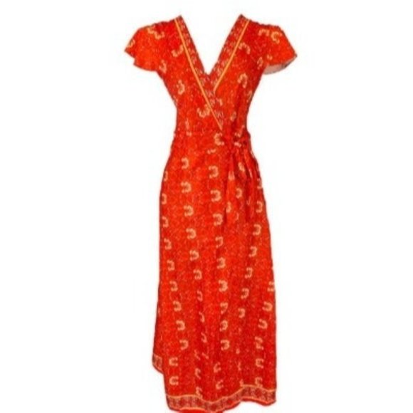 Charlie Charlie Charlotte Red Kimono Wrap Maxi Dress Women’s M - Picture 12 of 12